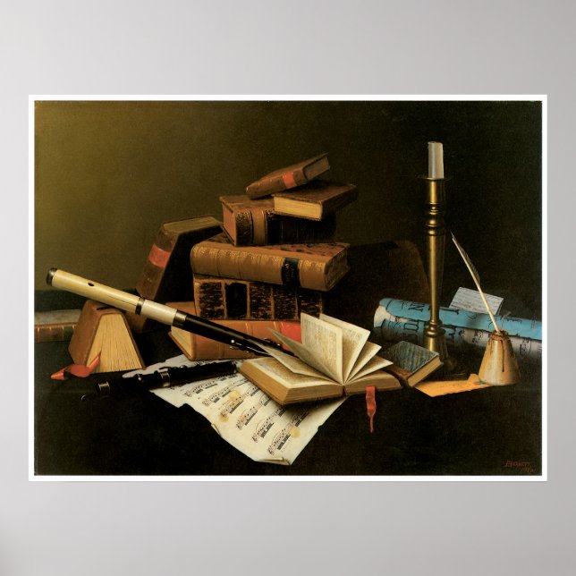 Poster Música e Letras, 1878 William Harnett (Frente)