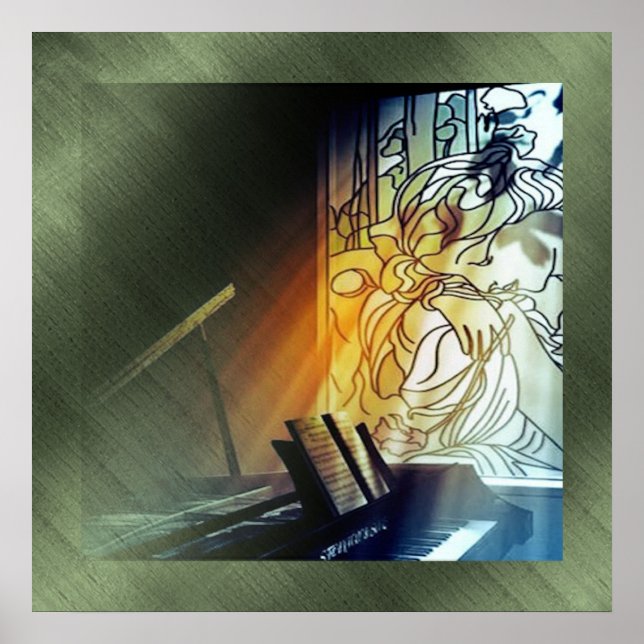 Póster Música e tela de vidro contida (Frente)