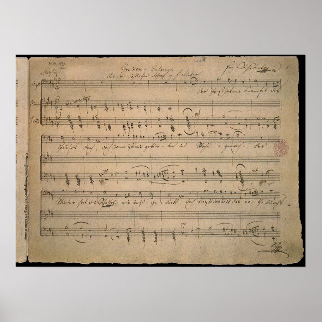 Póster Música em folha antiga, Canção do Velho, 1822 (Frente)