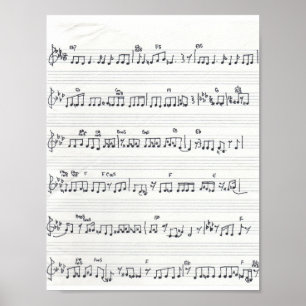 Poster Música Em Folha Manuscrita