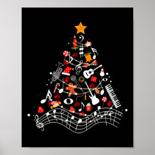 Poster Música Notas de Natal Árvore Música de Professores