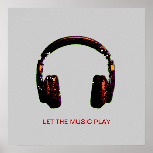 Poster música para auscultadores do dj para paredes (Frente)
