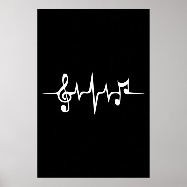 Poster Música Pulse Notes Clef Frequency Wave Sound (Frente)