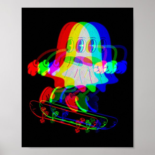 Poster Música Trippy House Fantasma Techno Halloween Rave (Frente)
