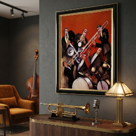 Poster Música Vintage, Banda de Jazz Musical Art Deco Toc