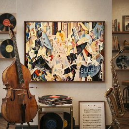 Póster Música Vintage, Jazz Art Déco, Rapsódia em Azul