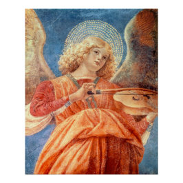 Póster Musical angel playing the violin fresco