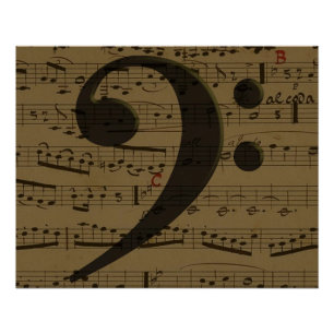 Póster Musical Bass Clef sheet