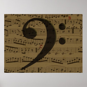 Póster Musical Bass Clef sheet
