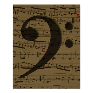 Póster Musical Bass Clef sheet