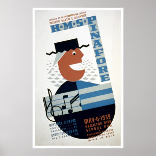 Póster Musical do Pinafore do HMS WPA 1939