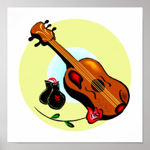 Póster Musical gráfico do design do rosa dos Castanets d