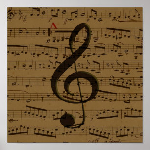 Poster Musical Treble Clef sheet