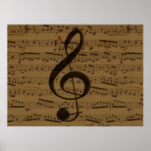 Póster Musical Treble Clef sheet