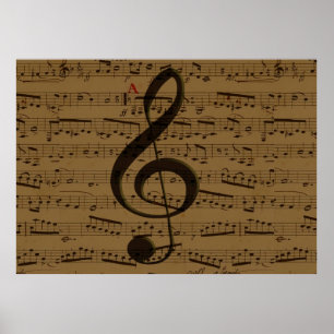 Póster Musical Treble Clef sheet