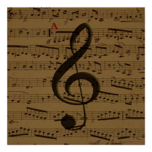 Póster Musical Treble Clef sheet