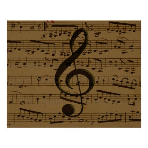 Póster Musical Treble Clef sheet