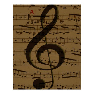 Póster Musical Treble Clef sheet