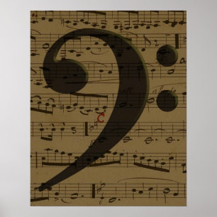 Póster Musical Treble Clef Sheet Music Classic