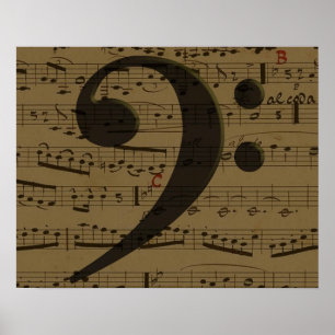 Póster Musical Treble Clef Sheet Music Classic