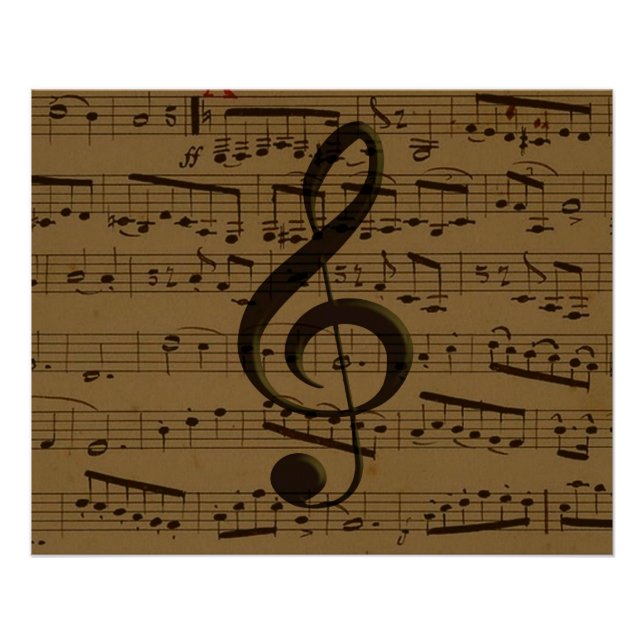 Póster Musical Treble Clef Sheet Music Classic (Frente)