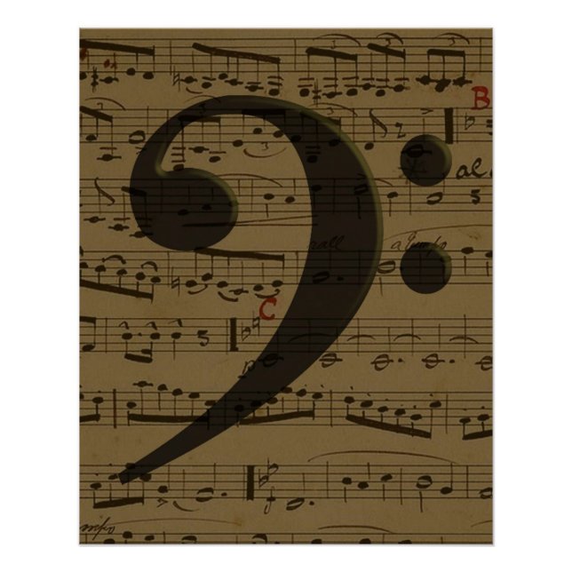 Póster Musical Treble Clef Sheet Music Classic (Frente)