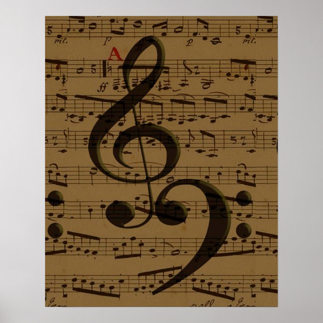 Poster Musical Treble Clef Sheet Music Classic (Frente)
