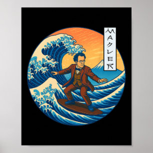 Poster Músico Clical Mahler Ukiyo-e Surfe