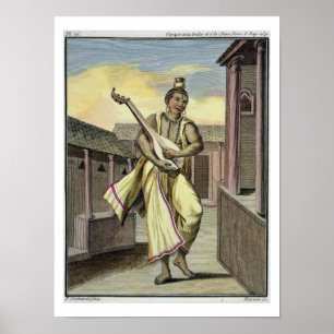 Póster Músico com alaúde indiano, 'da viagem Indes