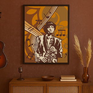 Poster Músico de Jazz com Saxofone