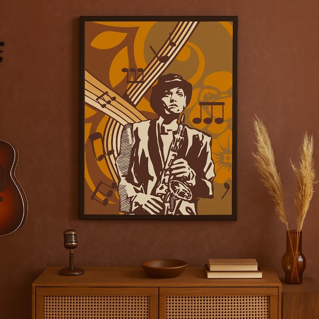 Poster Músico de Jazz com Saxofone (Criador carregado)