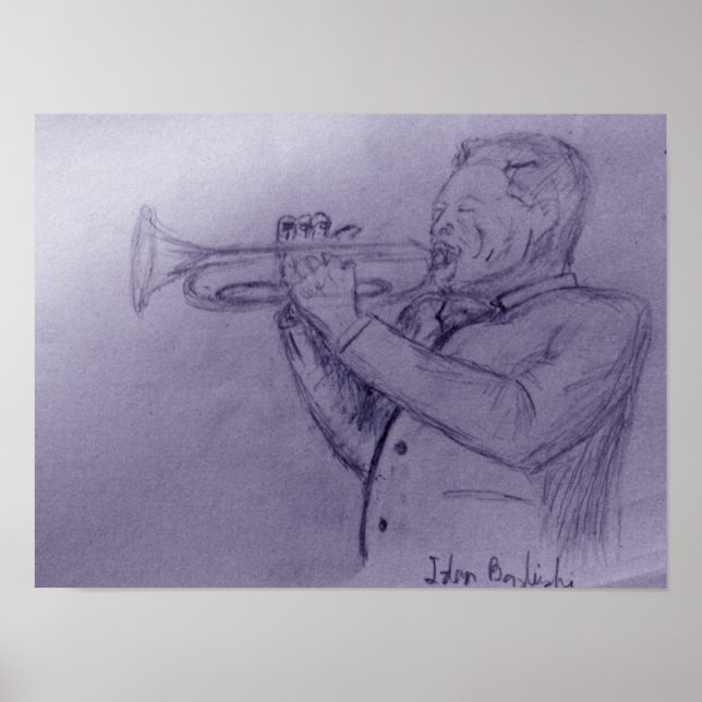 Poster Músico de Jazz tocando trompete - esboço (Frente)