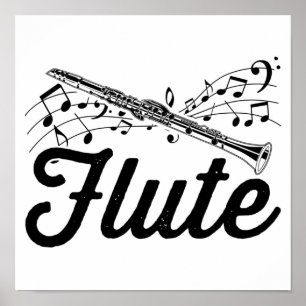 Poster Músico Flautista  Orquestra de Flute Idea