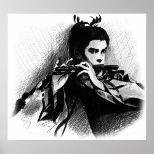 Póster músico samurai