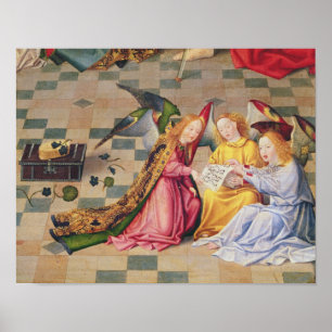 Póster Músicos do anjo do painel direito do altarpiece