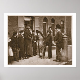 Póster Músicos italianos da rua, 'da vida de rua em Lon