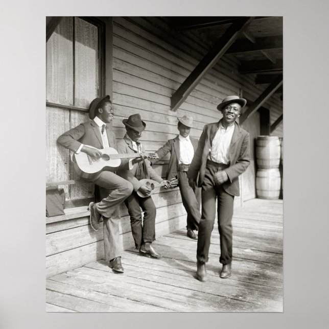 Póster Músicos na Estrada, 1908. Foto Antiga (Frente)