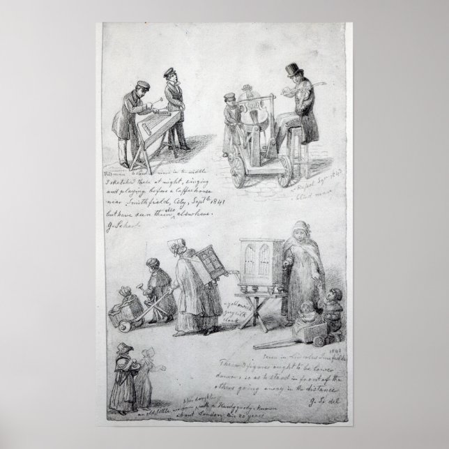 Poster Músicos nas ruas de Londres, 1841-43 (Frente)