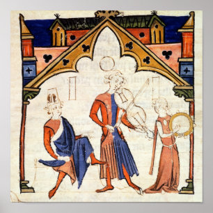 Póster Músicos Tocando Viola e Tambourine