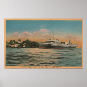 Póster Muskegon, MI - vista da tosquiadeira de Milwaukee