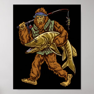 Poster Muskie Fisheries Bigfoot Musky Hunting Pescadores