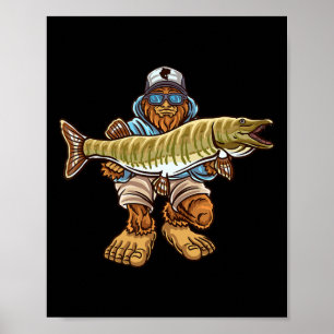 Poster Muskie Fisheries Bigfoot Musky Hunting Pescadores