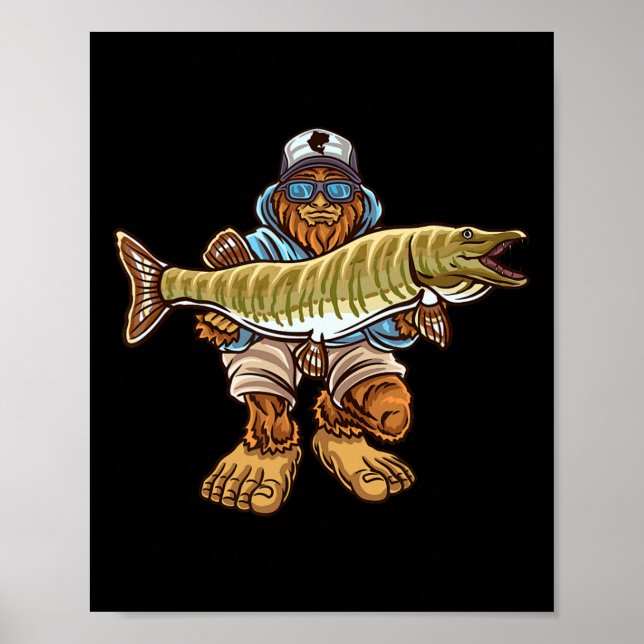 Poster Muskie Fisheries Bigfoot Musky Hunting Pescadores (Frente)