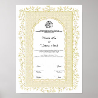 Poster Muslim Nikkahnama, Contrato de Casamento