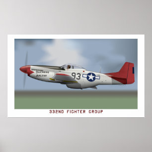 Póster Mustang de P-51D dos aviadores de Tuskegee (332nd