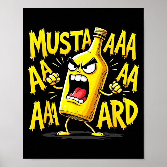 Poster Mustard Bottle Scream Funny Condiment Rap Humor  (Frente)