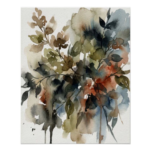 Póster Muted Forest Watercolor (Frente)