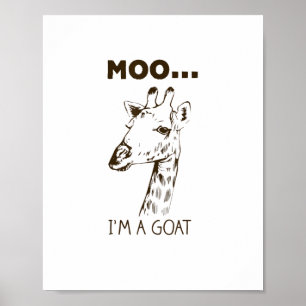 Poster Muu Eu Sou Uma Cabra Gráfico Engraçado Girafa Vint