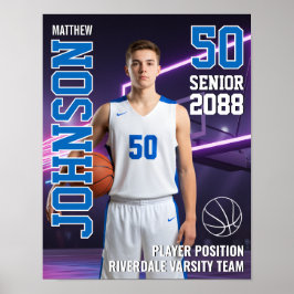 Poster MVP Player Portrait Senior Basketball Photo Sports