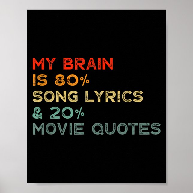 Poster My Brain Is 80% Song Lyrics &amp; 20% Movie Quotes (Frente)
